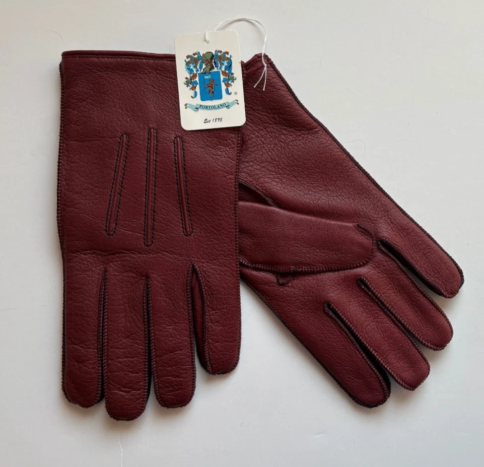 NWT PORTOLANO Men’s XL Deer Leather Gloves 100% Cashmere Lined Cabernet $185
Opens in a new window o