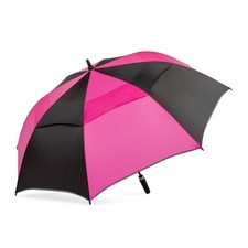 Auto Open Vented Golf Umbrella with UPF 50 Sun Protection - Black and Hot Pink