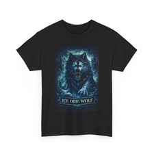 Dark Fantasy Ice Dire Wolf T-Shirt Unisex| Blue Frost Wolf Graphic Tee Goth Art