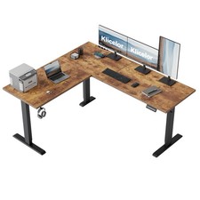 L Shaped Standing Desk 63 x 55 Inch, Electric Height Adjustable Corner Desk for