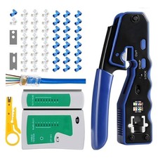 RJ45 Ethernet Crimp Tool Kit for Cat5e,Cat6 with 50 Pass Through Connectors