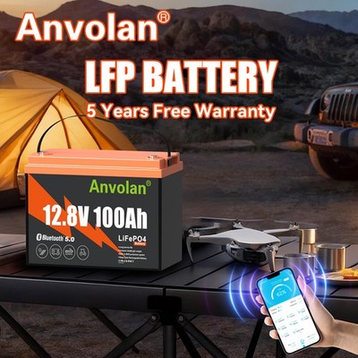 Bluetooth 12V 100Ah LiFePO4Battery Lithium Iron Phosphate 1280Wh 10YearsLifespan