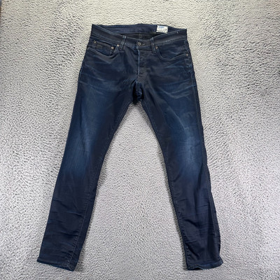 G-Star Raw 3301 Jeans Mens 32x30 Blue Cotton Denim Straight Button Fly Stretch