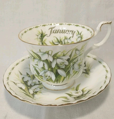 Royal Albert January Flower of The Month SNOWDROPS Tea  Coffee Cup & Saucer Set