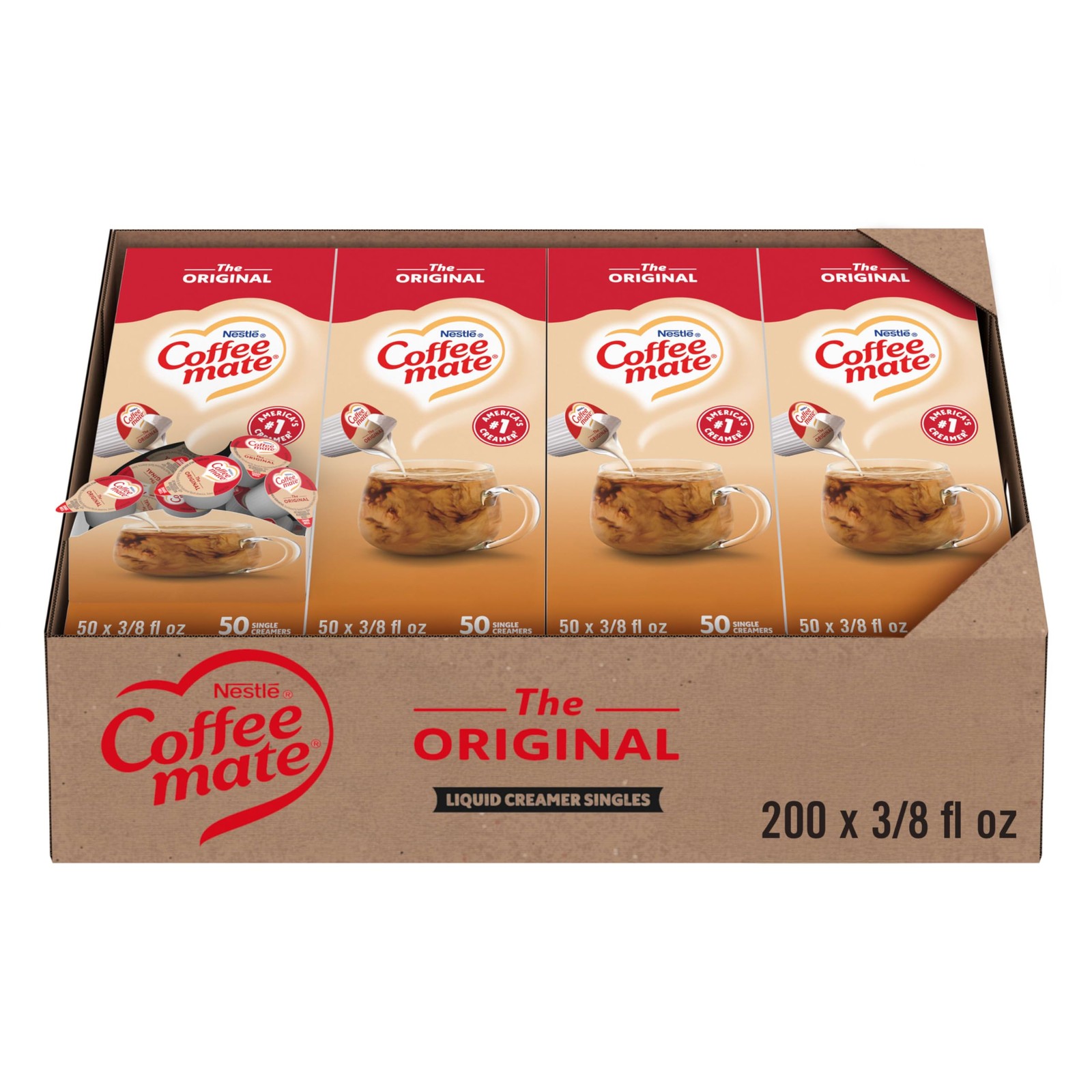 Nestle Coffee mate Original Liquid Creamer Singles Non-Dairy 200 Tubs