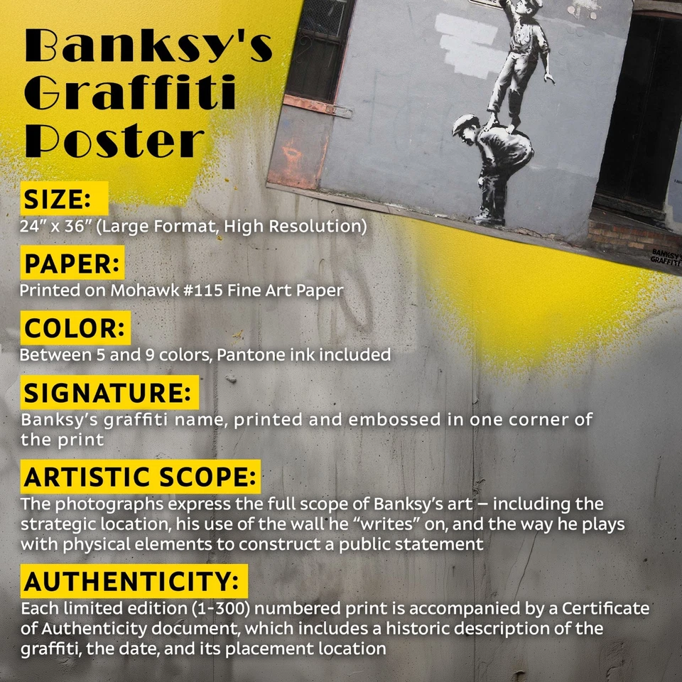 Banksy's Graffiti | Graffiti is a Crime 24x36" (horizontal) impresión artística Foto 4 de 4