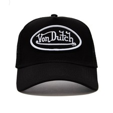 NEW Von Dutch Hat Black White Patch Trucker M...