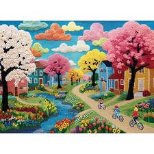 Colorful Spring Town Jigsaw Puzzle 500 Pieces for Adults