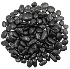 2.5Lb Black Pebble Rocks 3/8-1 Inch Polished Natural Aquarium Gravel Decorative