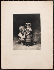 Kinderporträt Non Piangere Paul Adolphe Rajon Radierung nach Bonnat 19 Jh.