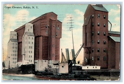 1910 Grain Elevators Building Buffalo New York NY Antique Posted Postcard