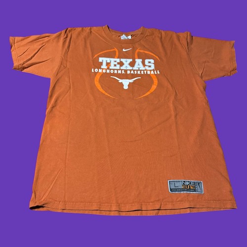 NIKE Elite Texas Longhorns Basketball Team T Shirt Orange Mens Y2K Large