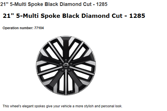 Genuine Volvo XC90 OEM 21 Inch Multi Spoke Wheel 2025- Newer Fits