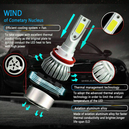 For Nissan Sentra 2013 2014 2015 - 6PC 6000K LED Headlight + Fog Light Bulbs Kit - Picture 4 of 12