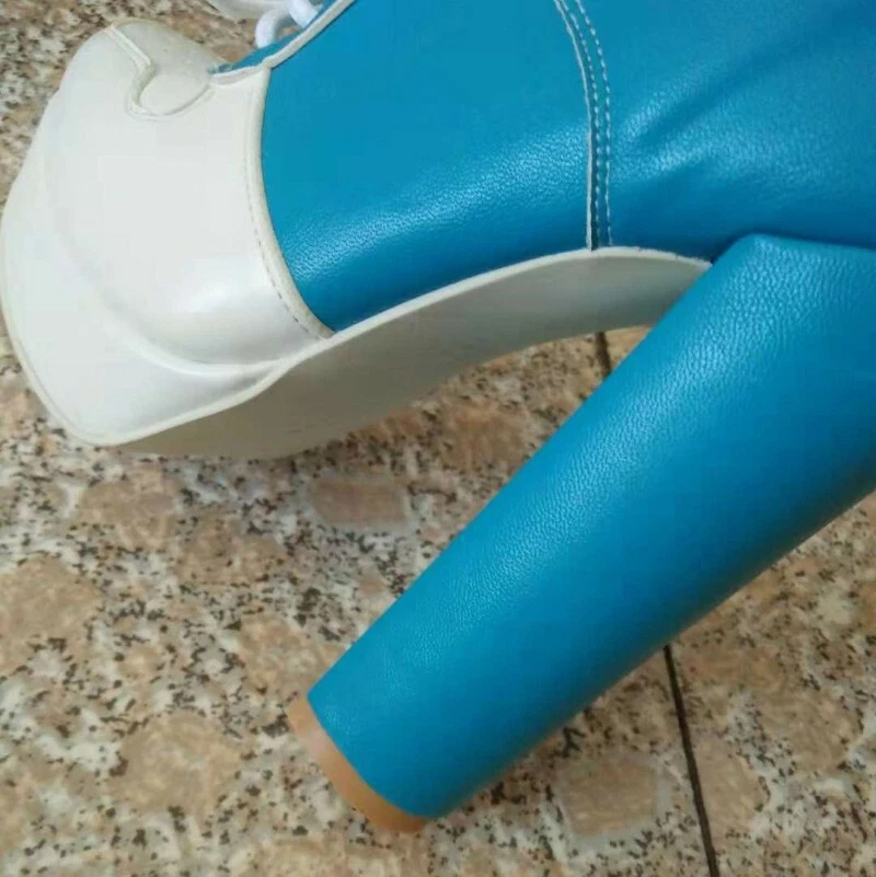 Mujer Plataforma Zapatilla Baja Parte Superior Con Cordones Bloque Tacón Alto Botines Zapatos Foto 3 de 4
