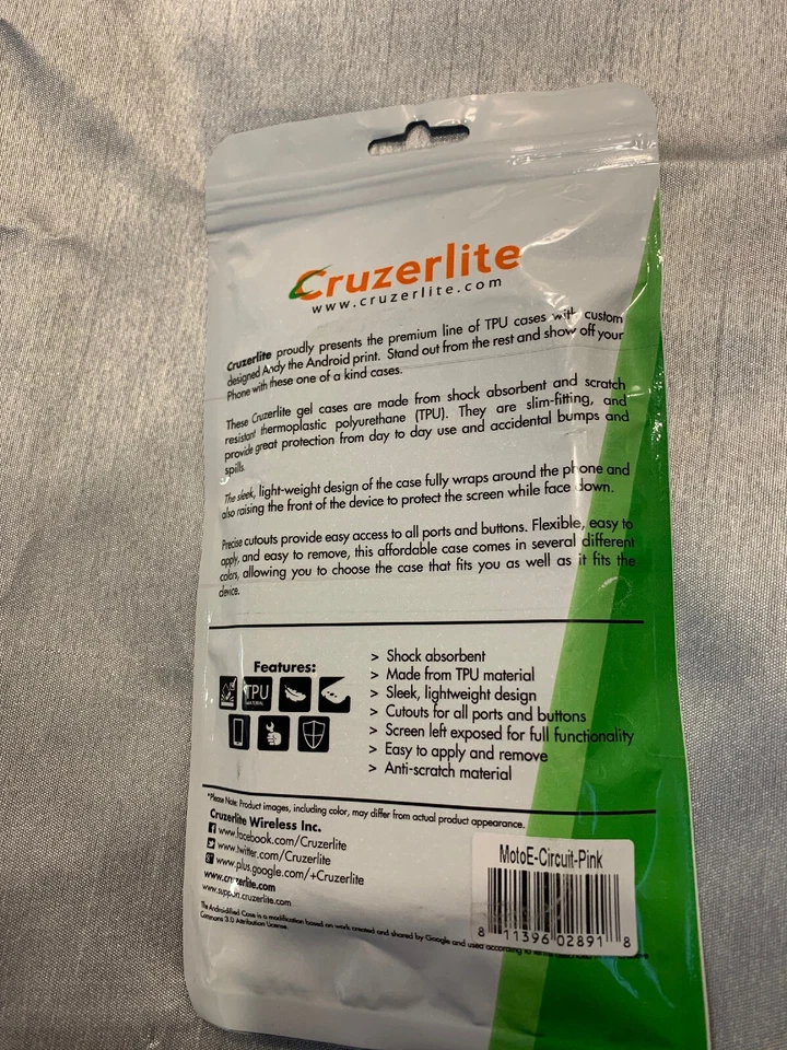 Funda TPU Cruzerlite Bugdroid Circuit Moto E 1ª Generación SOLO - Rosa Foto 2 de 4