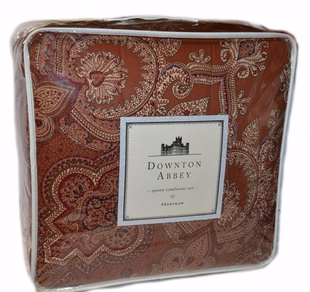 Downton Abbey Grantham Paisley Rust 4pc Queen Comforter Set Brand New T