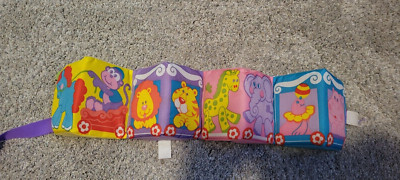 Vtg Playskool Baby Colorful Textured Touch & Fold Activity Block,rattle,closure