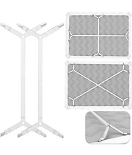 Bed Sheet Holder Fasten Straps Adjustable Suspenders Grippers Elastic Band（white