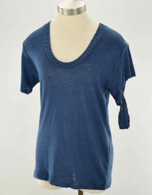 IRO JEANS Womens Blue PRETA Distressed Scoop Neck Distressed Linen Top XS NWT