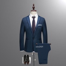 Men's Business Formal Slim Fit Blazer Jacket Groom Wedding Party Suit Pants 2Pcs