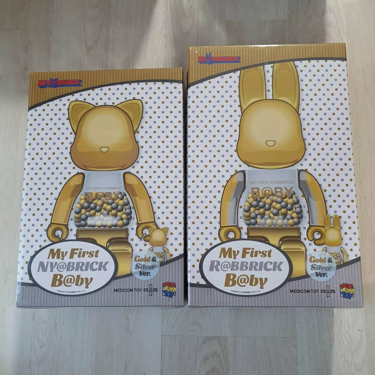 Ny@brick R@bbrick My First Baby %&% Gold Medicom Toy BEARBRICK  Be@rbrick