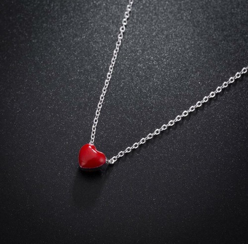 Simple Tiny Love Red Heart Silver SP 
