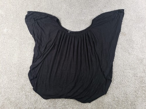 Storm Womens Vintage Flutter Sleeve BLouse Top XL BLack