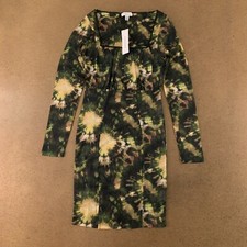 TopShop Women's Size 4 Green Tie Dye Long Sleeve Sheer Fitted Mini Dress NWT