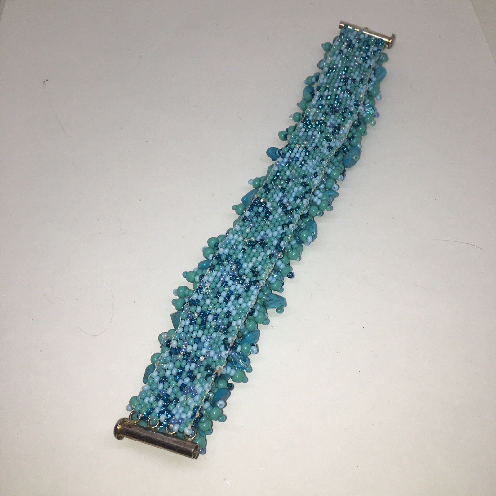 Turquoise Artesian Made Beaded Bracelet Sterling … - image 4