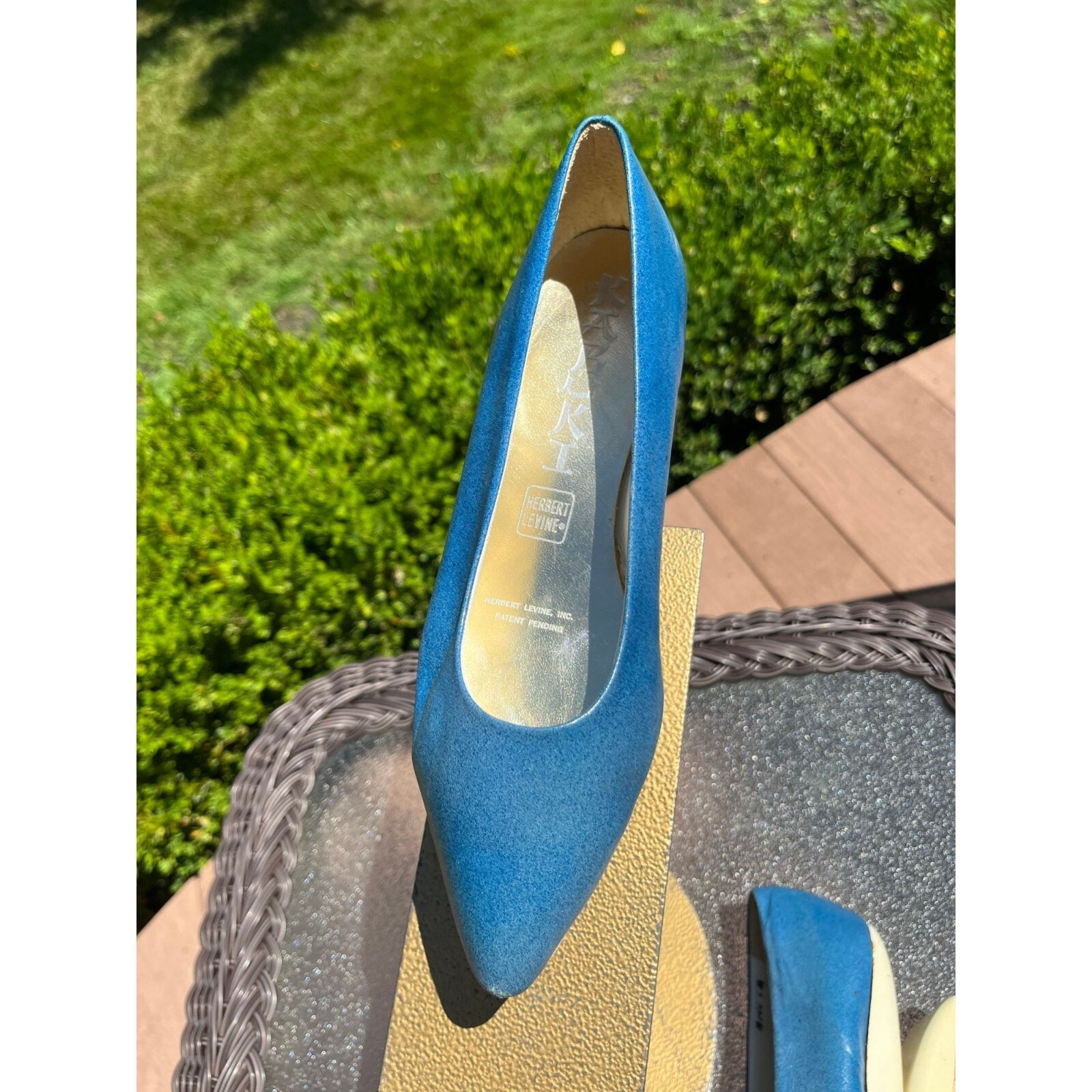 Vtg Herbert Levine KABUKI Shoes 50’s 60’s Robin Egg Blue White Leather Platform image 4