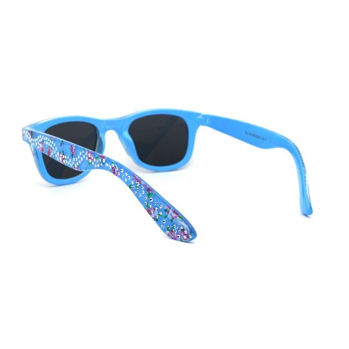 Girls Kid Size Foil Dot Glitzy Flower Print Horn Rim Sunglasses - Picture 16 of 25