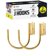 2 J Hooks for E Track Systems, Large Steel JHook Cargo TieDown Accessories