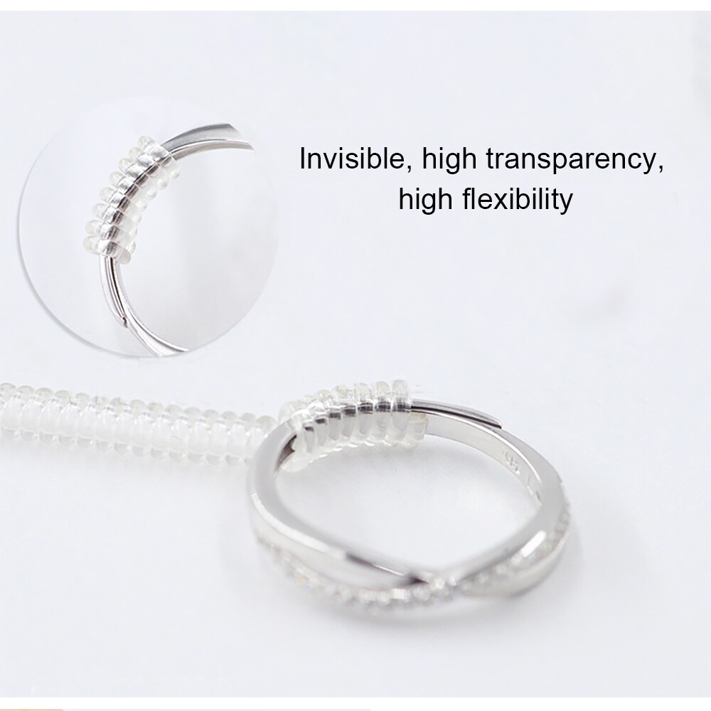 Ring size reducer silicone nonallergenic transparent spiral adjuster