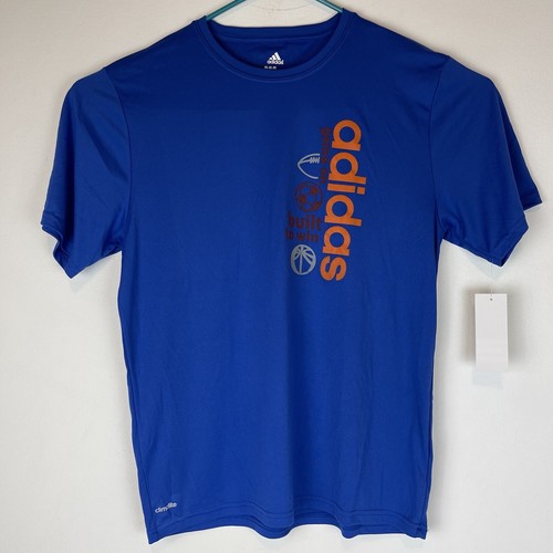 Adidas Performance Men's Blue T-Shirt Top Game On Built To Win Sports Sz M  | eBay
