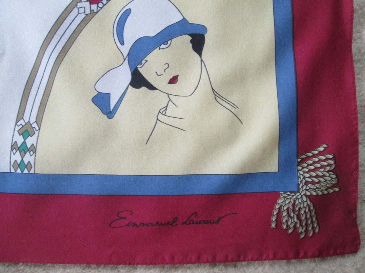 Foulard Carré Vintage En Polyester - Dimensions 87 X 90 Cm - Couleur Marron - Occasion Très Bon état