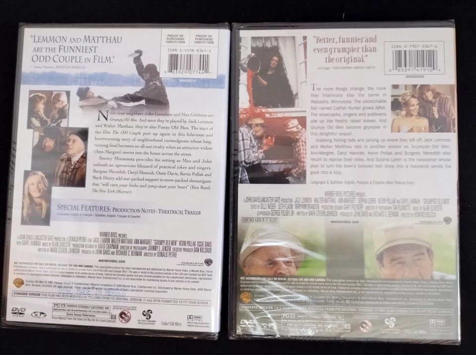Grumpy Old Men & Grumpier Old Men  2 NEW dvds Fullscreen Edition Jack Lemmon - Image 2 of 2