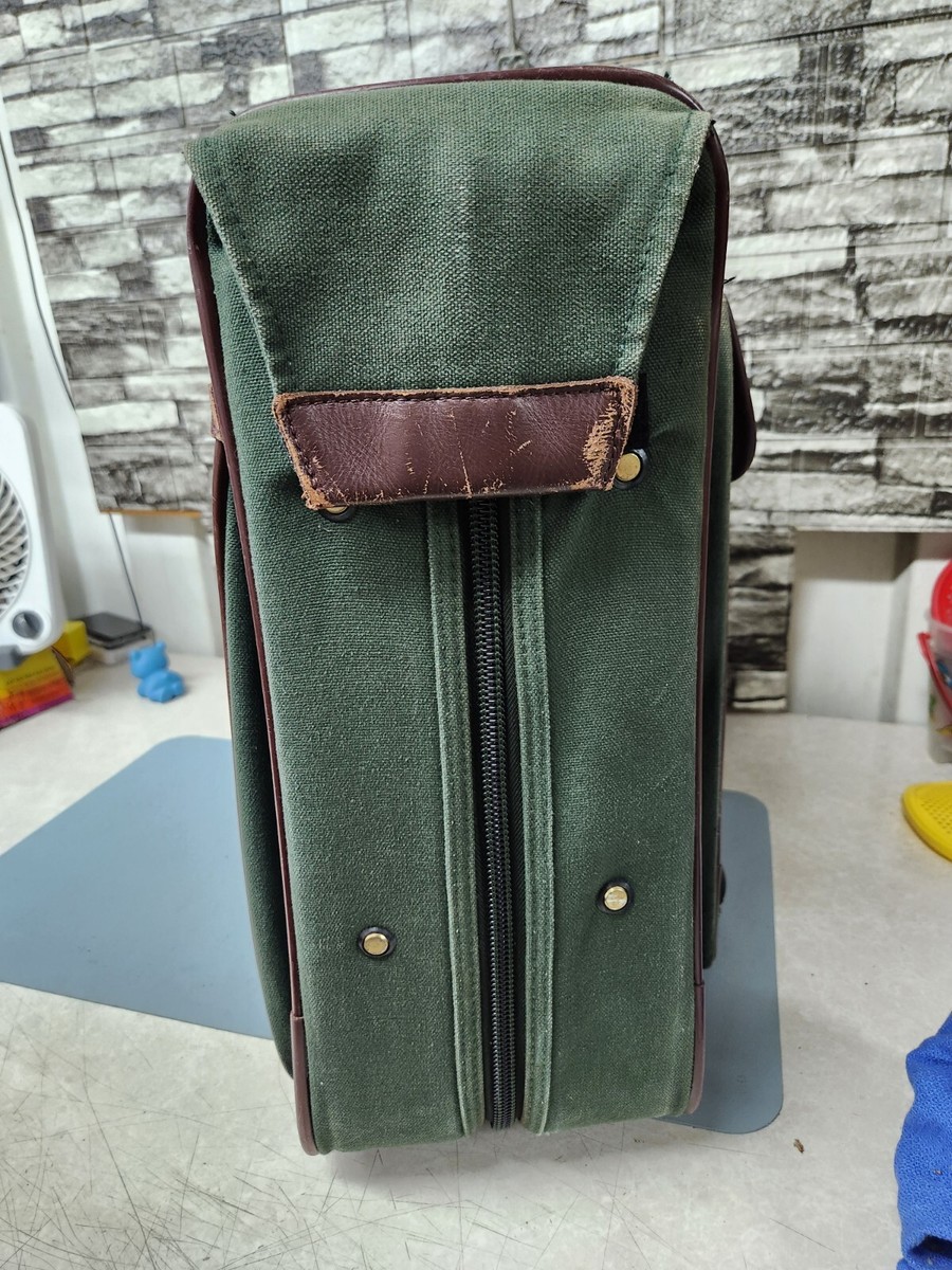 Orvis Battenkill Green Pique Canvas Leather Trim Folding Luggage