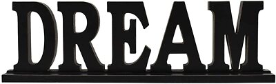 Rustic Wooden Cutout Word Freestanding Black Dream Block Letters Sign 