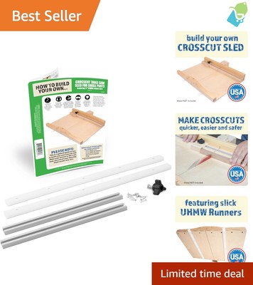 Complete 17'' DIY Crosscut Sled Kit with UHMW Bars & Full Instruction Booklet