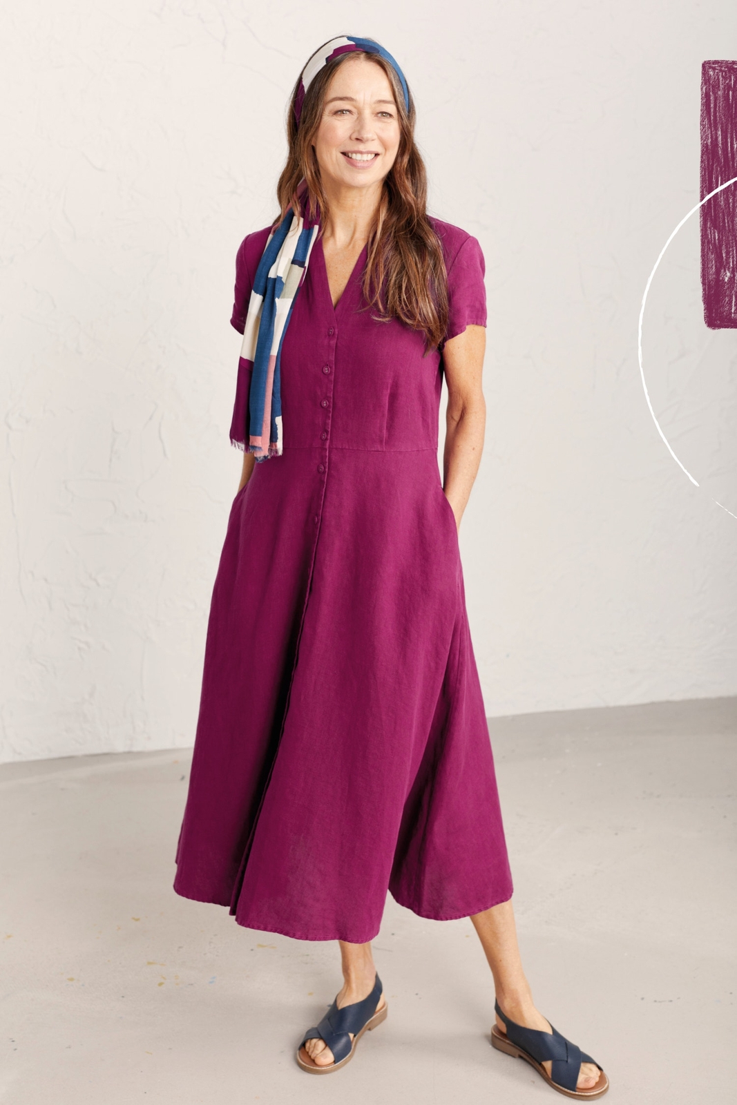 Seasalt Women's Dress purple Carved Wood Midi Dress Regular