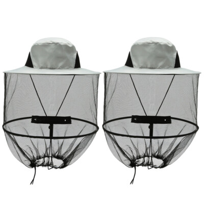 2x Anti-Mosquito Bug Bee Insect Head Net Hat Cap Sun Protection Fishing ...