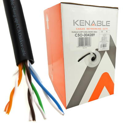 Externes CAT5e-CCA Outdoor Ethernet Netzwerk Internet Kabeltrommel massiv UTP 305m