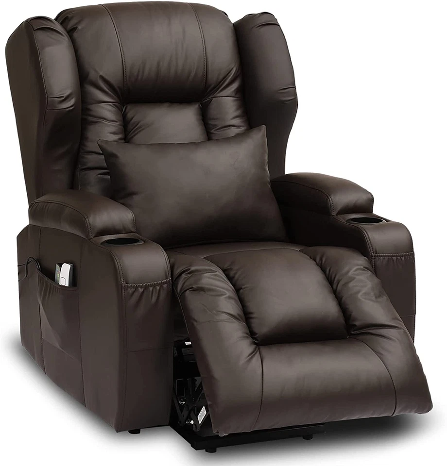 Power Recliner Sofa PU Leather Heat Massage Lift Recliner Chairs for Living Room - Image 2 of 4
