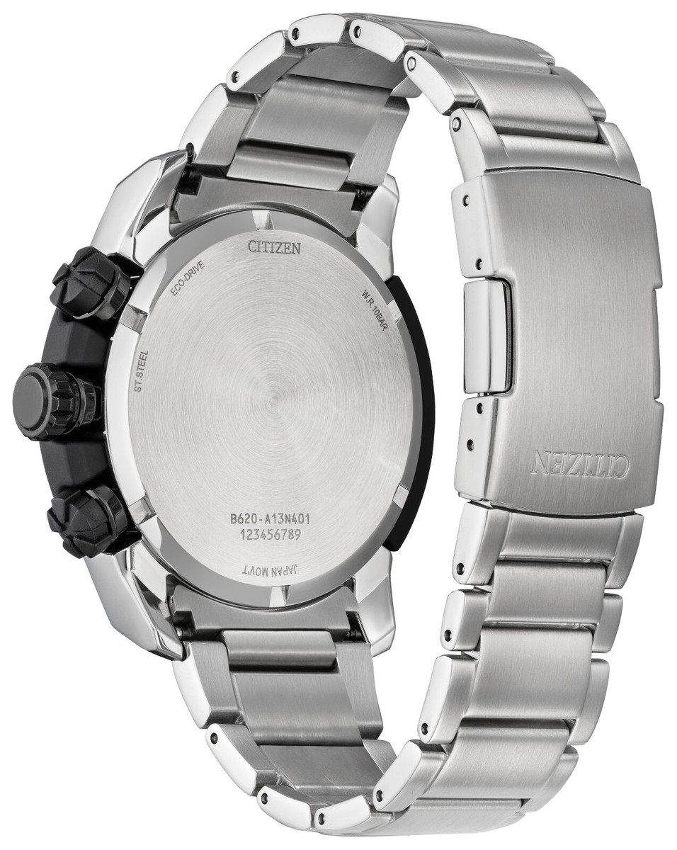 ぴぃちオーダー Citizen Men's Sport Casual Chronograph Eco-Drive Silver Watch 48