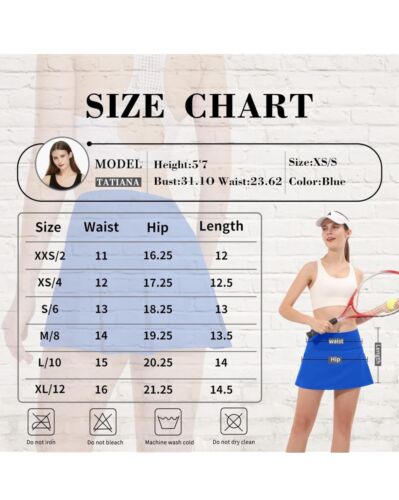 Pleated Tennis Skirts for Women with Pockets Shorts Athletic Golf Skorts Sz 12 - Picture 7 of 10