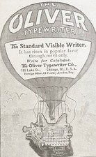 Hot Air Balloon Flying THE OLIVER TYPEWRITER Standard Visible Writer Vtg 1903 Ad thumbnail