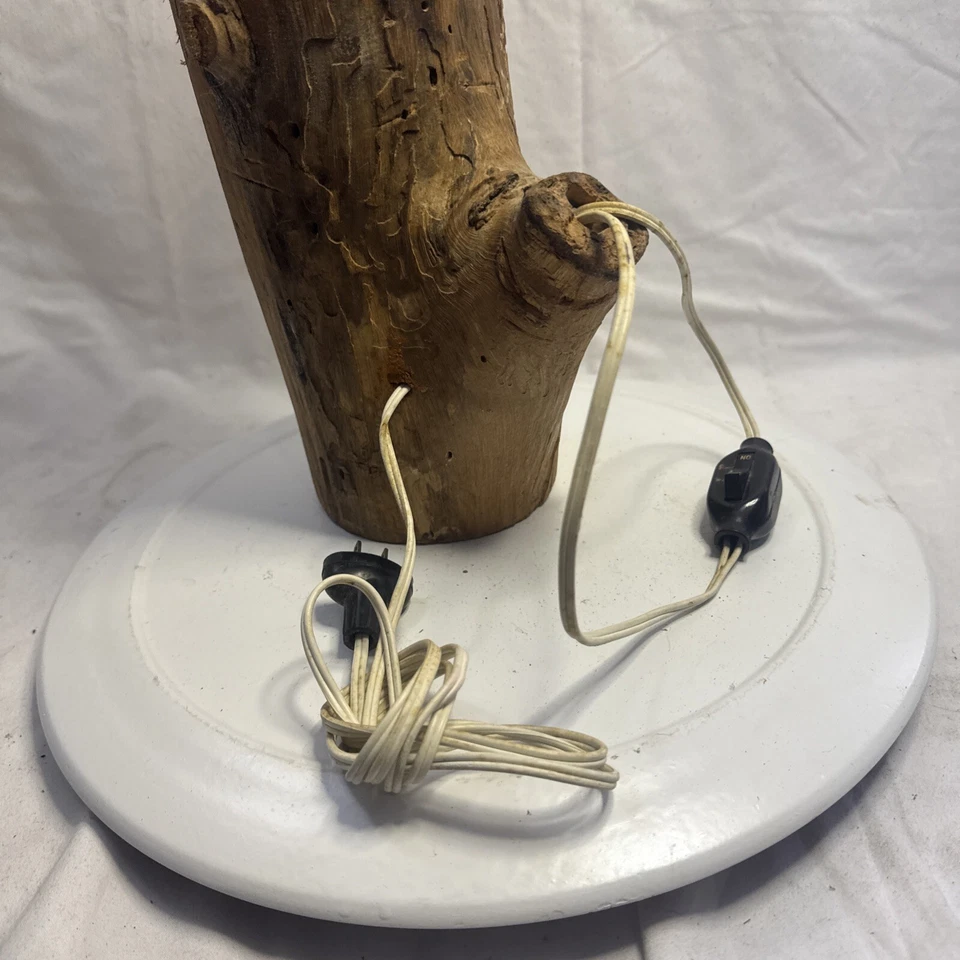 Vintage Wood Log Table Lamp, Rustic Cabin Decor - Image 3 of 4
