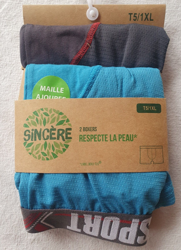 Lot De 3 Boxers Sincère Label - Taille M - Bleu Et Gris - Oeko-Tex - Neuf Avec étiquettes