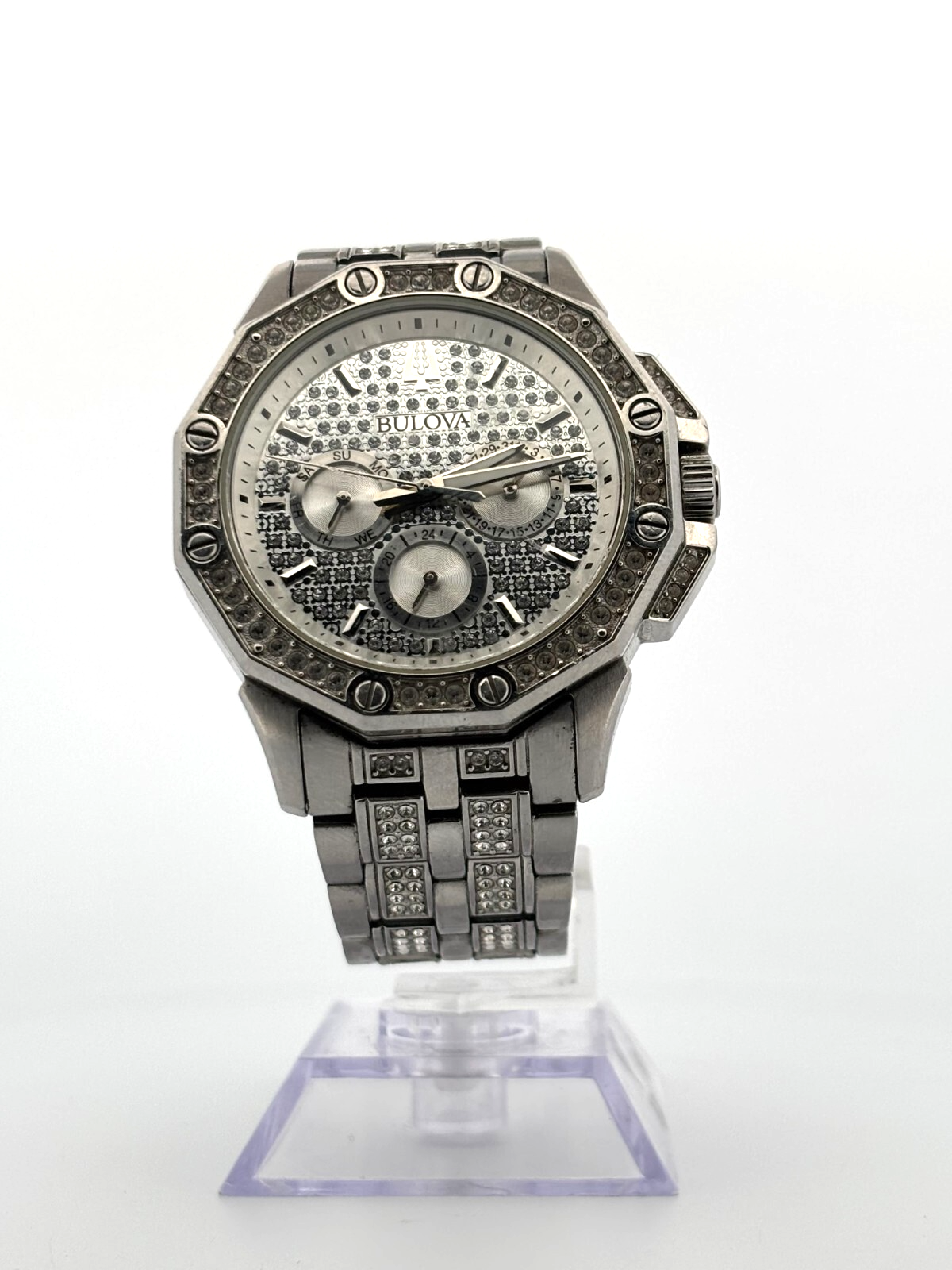 Bulova Mens Octava Silver Crystal Stainless Steel Watch 41mm 96C134